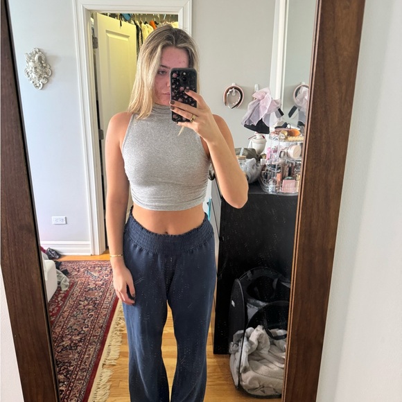 Naked wardrobe crop top gray heather ruched - Picture 1 of 2